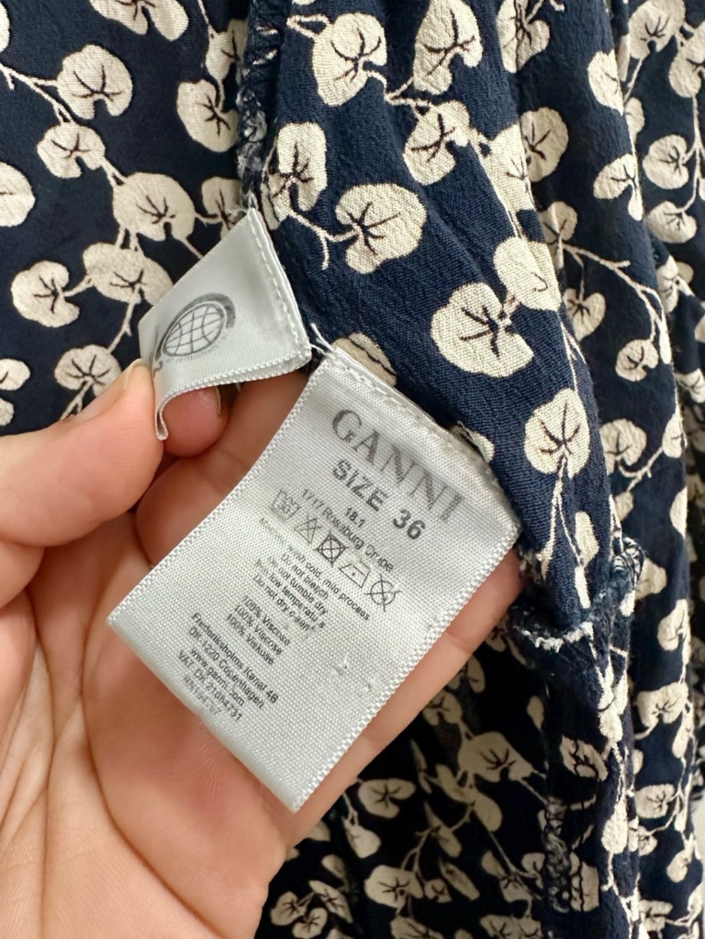 Ganni Navy and Floral Rosenberg Maxi Wrap Dress Size 36 - Picture 6 of 8